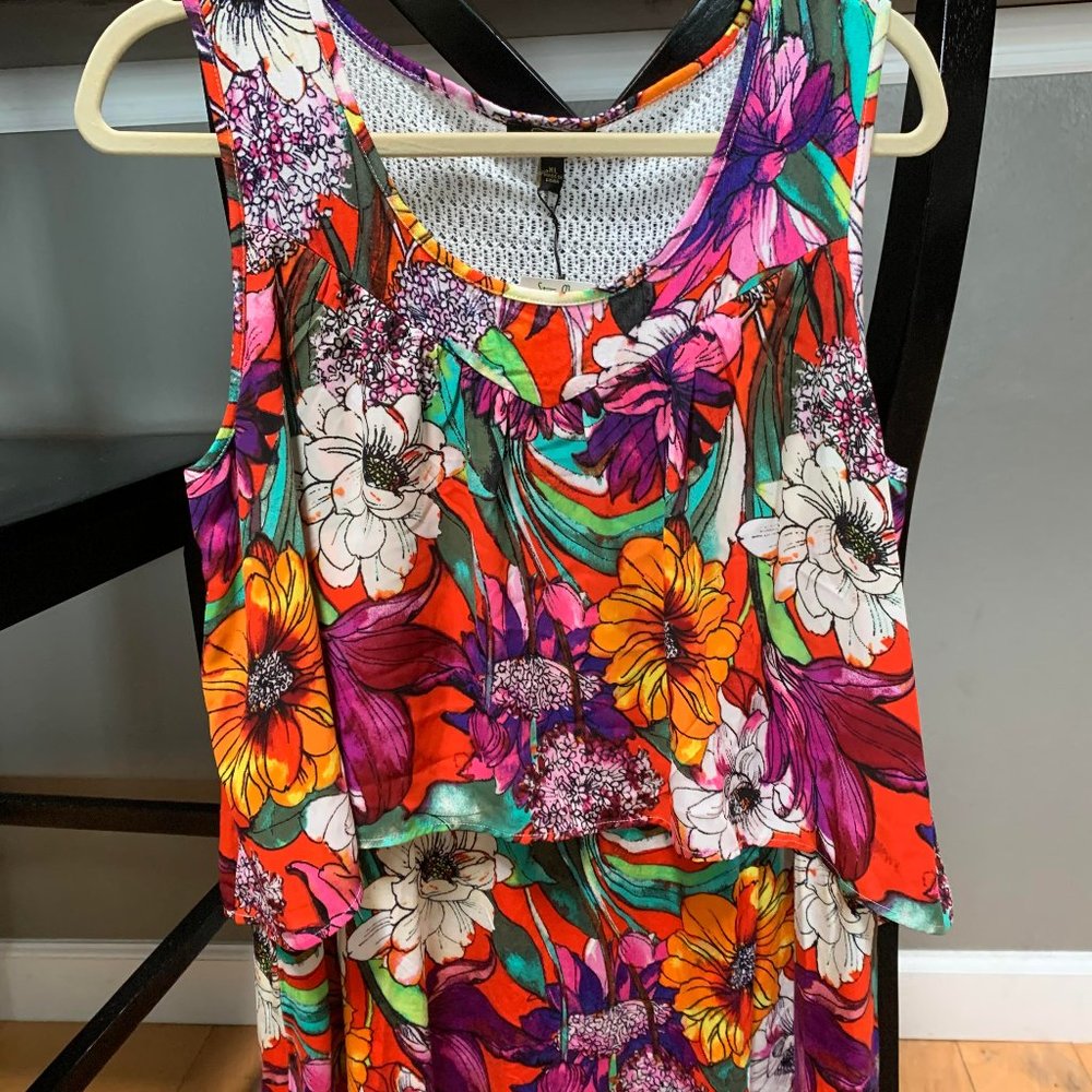 Sleeveless Colorful Layered Shirt XL